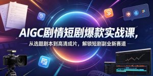AIGC剧情短剧爆款实战课,从选题剧本到高清成片,解锁短剧副业新赛道(更新0906)|淘骐网赚资源库