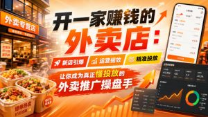 开一家賺钱的外卖店:新店引爆·运营提效·精准投放,让你成为真正懂投放的外卖推广操盘手|淘骐网赚资源库