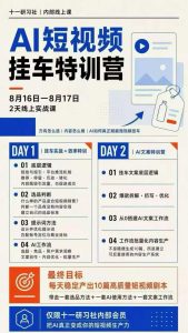 某社群8月16-17号线上课，AI短视频挂车特训营+AI文案特训，把AI真正变成你的短视频生产力|淘骐网赚资源库