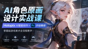 AI角色原画设计实战课｜Holopix AI智能创作+PS手绘精修，零基础游戏美术全流程教学|淘骐网赚资源库