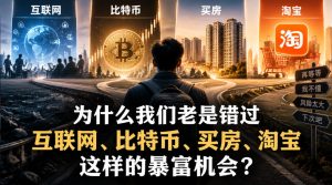 某社群付费文章:为什么我们老是错过互联网、比特币、买房、淘宝这样的暴富机会?|淘骐网赚资源库