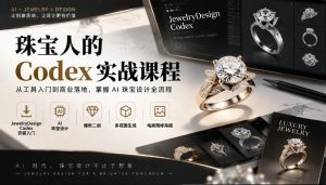 珠宝人的Codex实战课程|JewelryDesign Codex安装入门、AI珠宝设计、爆款二创、多视图生成、电商精修海报全链路教学|淘骐网赚资源库