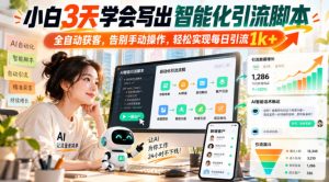 小白3天学会写出智能化引流脚本,全自动获客,告别手动操作,轻松实现每日引流1k+|淘骐网赚资源库