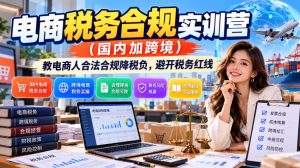 电商税务合规实训营(国内加跨境),教电商人合法合规降税负,避开税务红线|淘骐网赚资源库