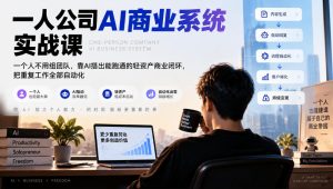 一人公司AI商业系统实战课,一个人不用组团队,靠AI搭出能跑通的轻资产商业闭环,把重复工作全部自动化|淘骐网赚资源库