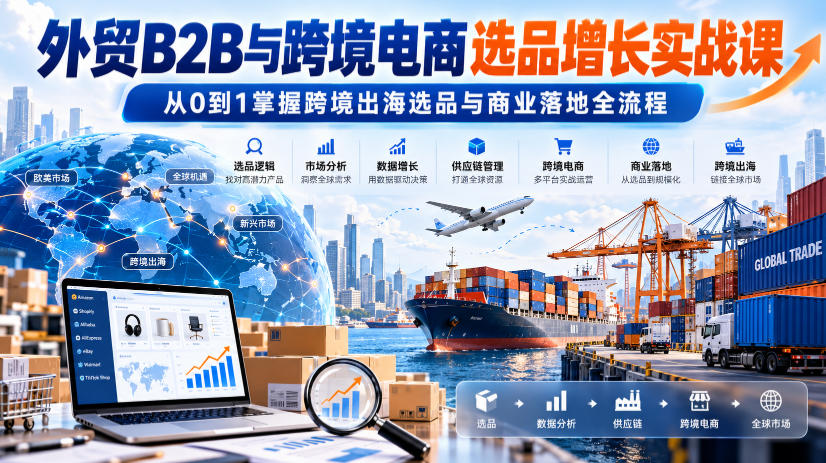 外贸B2B与跨境电商选品增长实战课，从0到1掌握跨境出海选品与商业落地全流程|淘骐网赚资源库