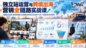 独立站运营与跨境出海营销全链路实战课,覆盖独立站运营、海外数字营销、业务数据分析和职业成长等多个方向,零基础到实战全面提升|淘骐网赚资源库