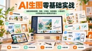 AI生图零基础实战,涵盖自媒体配图、海报、IP角色、信息图表、UI落地页,从零搭建你的AI图像创作能力|淘骐网赚资源库