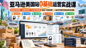 亚马逊美国站0基础运营实战课|选品利润核算、关键词布局、FBA库存管理、新品广告投放等,一站式打通开店到出单全流程|淘骐网赚资源库