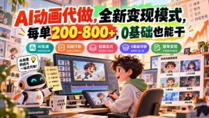 AI动画代做,全新变现模式,每单200-800+,0基础也能干【揭秘】|淘骐网赚资源库