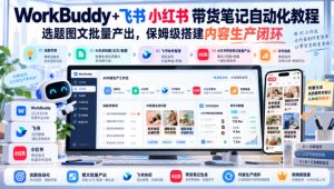 WorkBuddy+飞书小红书带货笔记自动化教程,选题图文批量产出,保姆级搭建内容生产闭环【文档】|淘骐网赚资源库