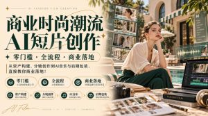 商业时尚潮流AI短片创作｜零门槛・全流程・商业落地，从资产构建、分镜创作到AI音乐与后期包装，直接教你商业落地！|淘骐网赚资源库