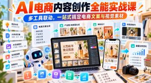 【无水印】AI电商内容创作全能实战课｜多工具联动，一站式搞定电商文案与视觉素材|淘骐网赚资源库
