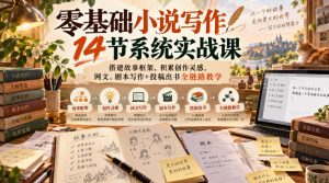 零基础小说写作14节系统实战课,搭建故事框架,积累创作灵感,网文、剧本写作+投稿出书全链路教学|淘骐网赚资源库