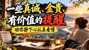 付费文章:一些真诚、金贵、有价值的提醒,劝你静下心认真看懂|淘骐网赚资源库