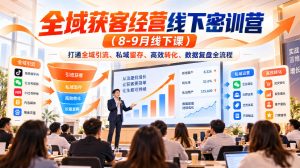 全域获客经营线下密训营(8-9月线下课),打通全域引流、私域留存、高效转化、数据复盘全流程|淘骐网赚资源库