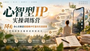 心智型IP实操训练营|14天身心灵赛道短视频IP打造与引流变现,把短视频流量变成持续成交|淘骐网赚资源库