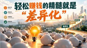 某公众号付费文章:轻松賺钱的精髓就是“差异化”|淘骐网赚资源库