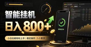 零值守智能挂G,副业高效增收居家智能挂G,新手也能日入800【揭秘】|淘骐网赚资源库