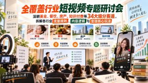 短视频专题研讨会,深耕美业、餐饮、房产、知识付费等34大细分赛道,拆解各行业流量规则、内容逻辑与变现核心玩法(更新1011)|淘骐网赚资源库
