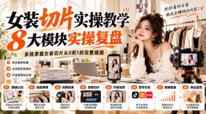 女装切片实操教学,8大模块实操复盘,系统掌握女装切片从0到1的完整链路|淘骐网赚资源库