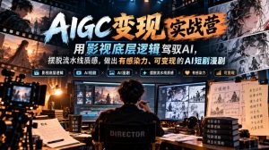 AIGC变现实战营,用影视底层逻辑驾驭AI,摆脱流水线质感,做出有感染力、可变现的AI短剧漫剧|淘骐网赚资源库