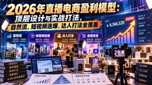 2026年直播电商盈利模型：顶层设计与实战打法，自然流、短视频连爆、达人打法全覆盖|淘骐网赚资源库