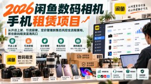 2026闲鱼数码相机手机租赁项目,从开店上架、引流获客、定价管理到售后风控全流程落地,抓住数码租赁蓝海风口|淘骐网赚资源库