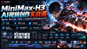 MiniMax-H3 AI视频创作实战课,掌握AI短剧、高燃打斗动画、人物表演、8-12G低显存优化与全自动视频生成工作流|淘骐网赚资源库