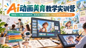 Ai动画美育教学实训营,零基础入门掌握AI动画创作、美术设计与创意表达,开启AI赋能美育教学新模式|淘骐网赚资源库