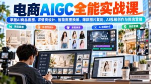 电商AIGC全能实战课:掌握AI商品套图、详情页设计、智能抠图换装、爆款图片复刻、AI视频创作与探店营销|淘骐网赚资源库