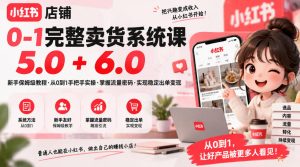 小红书店铺0-1完整卖货系统课5.0+6.0,新手保姆级教程·从0到1手把手实操·掌握流量密码·实现稳定出单变现|淘骐网赚资源库