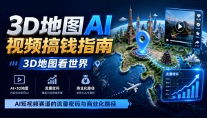 3D地图AI视频搞钱指南,3D地图看世界,AI短视频赛道的流量密码与商业化路径【文档】|淘骐网赚资源库