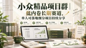 小众精品项目群|低内卷长期赛道,单人可落地细分项目持续分享|淘骐网赚资源库