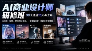 AI商业设计师研修班,90天速通10大AI工具,从绘图、视频、3D到商业落地,一键掌握涨薪、做副业关键技能|淘骐网赚资源库