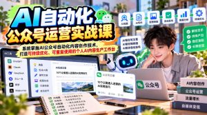 AI自动化公众号运营实战课，系统掌握AI公众号自动化内容创作技术，打造可持续优化、可重复使用的个人AI内容生产工作台|淘骐网赚资源库