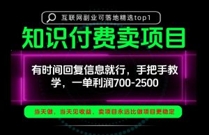 一单利润700-2.5k,有时间回信息就行,手把手带你做知识付费卖项目!一天稳定2-3单!【揭秘】|淘骐网赚资源库